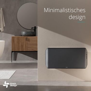 Електричний конвектор Duux Edge Smart 1500W - енергозберігаючий нагрівач для ванної кімнати, з термостатом, для приміщень до 20 м² - сірий