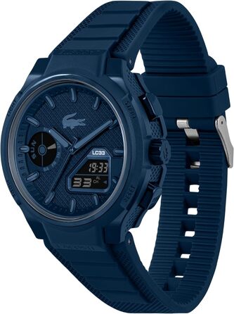 Годинник Lacoste LC33 чоловічий/жіночий з кварцовим механізмом, силіконовий ремінець, аналогово-цифровий дисплей, блакитний колір