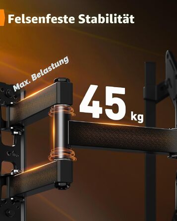 Кронштейн для ТБ Perlegear PGTVM79B поворотний та нахильний з LED-підсвіткою та синхронізацією з музикою, для телевізорів 25-65 дюймів (до 45 кг), VESA 400x400мм