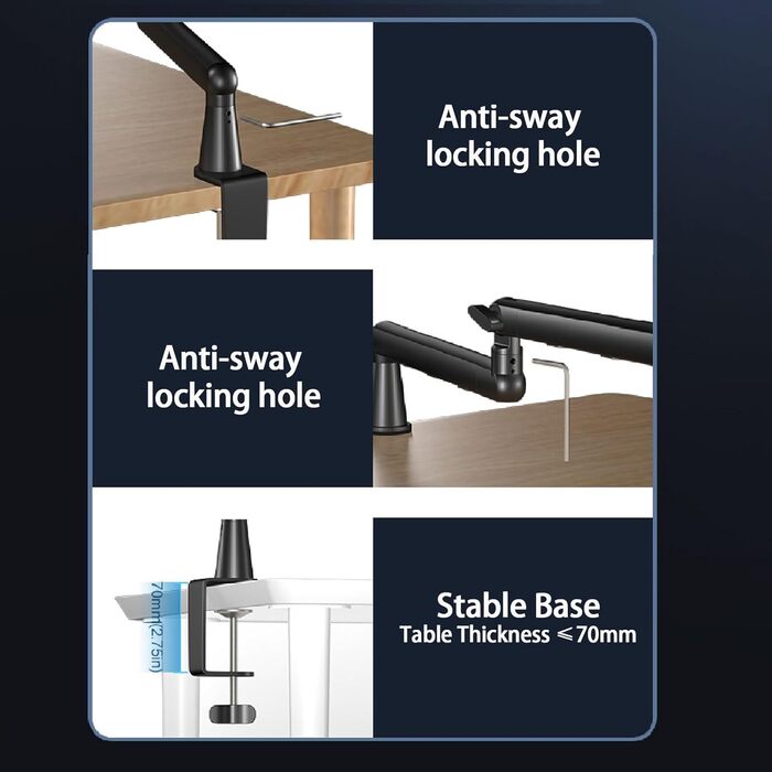 Кріплення для мікрофона з низьким профілем та каналами для кабелів – для Blue Yeti, Snowball iCE, HyperX QuadCast, Elgato Wave та інших