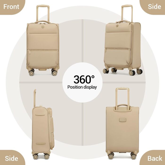 Чемодан Miss Lulu ручної об'єм, 59.5 x 36.5 x 25 см, зелений, з відділенням для мокрого/сухого, на 4 колесах, для коротких поїздок та ділових подорожей