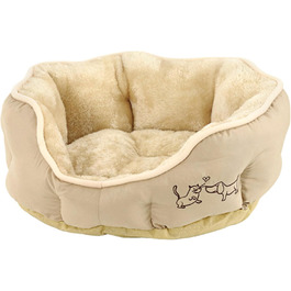 Крісло-ліжко для собак та котів Dehner Lieblinge Sammy, овальне, 57 x 52 x 14 см, поліестер, бежеве