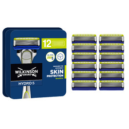 Смінні касети для бритви Wilkinson Sword Hydro 5 для чоловіків, з зволожуючим гелем та тримером, 12 шт.