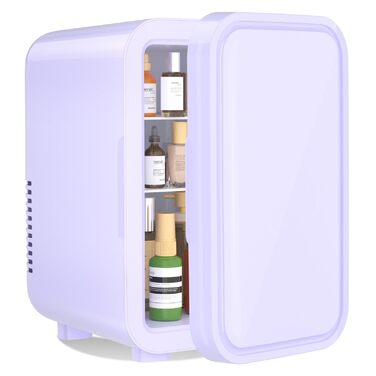Міні-холодильник YASHE, 6 літрів/8 банок, 220–240 В AC/DC, портативний термоелектричний, для спальні, догляду за шкірою, напоїв, офісу, гуртожитку та авто (фіолетовий)