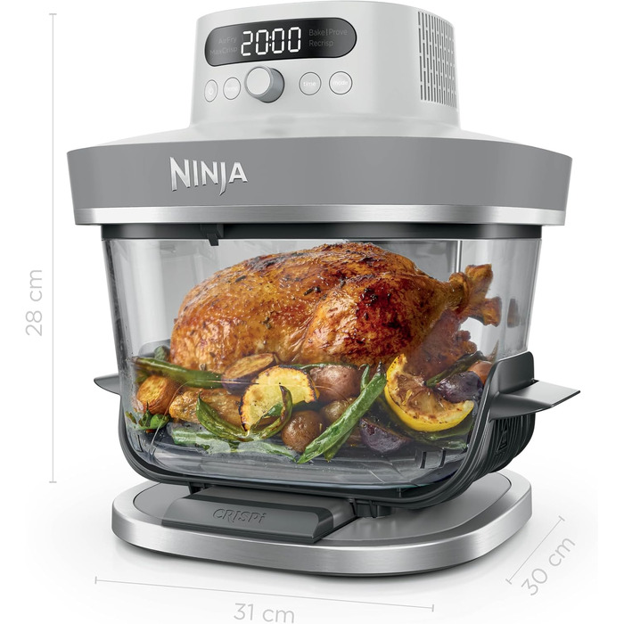 Скляна аерофритюрниця Ninja CRISPi PRO XL з 5 функціями, біла