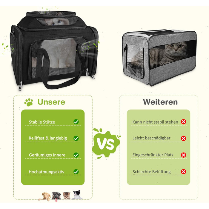 Транспортна сумка для кота та собаки, переноска для тварин (чорна, L)