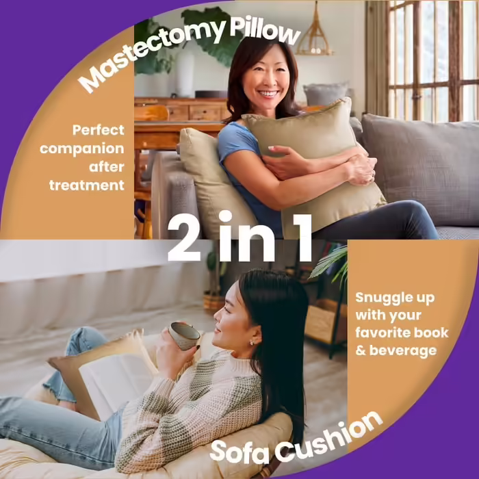 KOKOBAL Post-Mastectomy Pillow for Recovery After Breast Surgery, Choose Your Color, Convenient Ice Pack Pockets, Transforms into a Soft Cloud Pillow, Soothing Brown