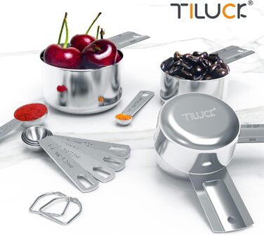 TILUCK Stainless Steel Measuring Cup and Spoon Set, Cups and Spoons, Kitchen Utensils for Cooking and Baking (XX-Large)