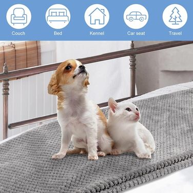 Плед для собак та котів, 70 x 100 см, 2 шт. (Сірий) - М'який, теплий, пральний