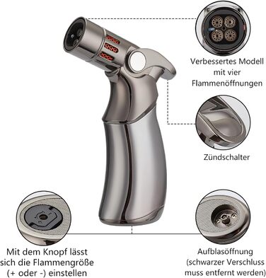 Набір для копчення коктейлів з ліхтариком, коптильня для віскі з факелом, 4 види дерев'яної стружки, подарунок для батька, чоловіка та любителів коктейлів (без бутану), коптильня для коктейлів з факелом з стружкою вишні