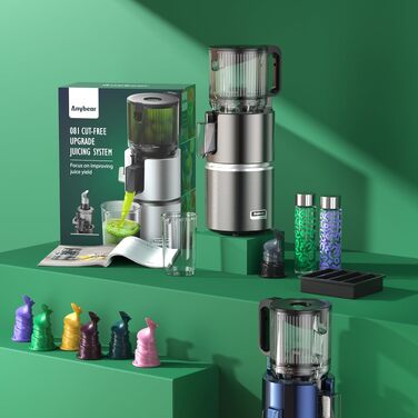 Соковижималка Anybear 350W для соків, сорбетів та горіхового молока, сіра + книга рецептів