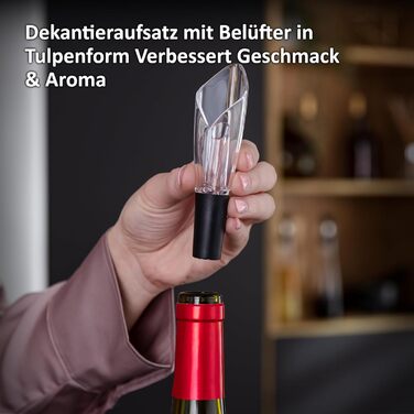 Електричний відкривач вин Haier з нержавіючої сталі. Набір з декантером, вакуумним ковпачком, різаком фольги та автоматичним відкривачем. Преміум подарунок для поціновувачів вина.