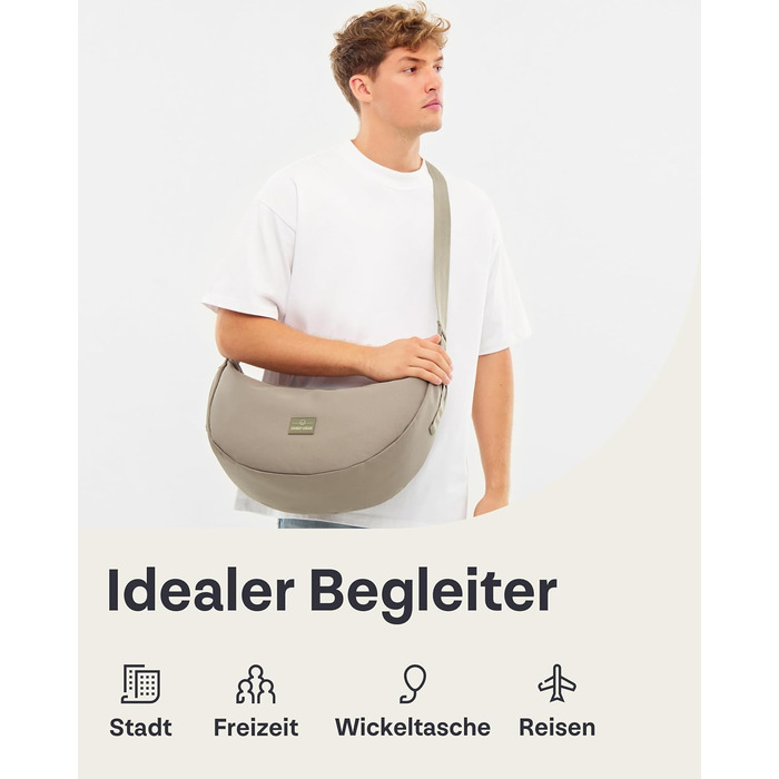 Сумка через плече Johnny Urban Ally Medium Desert Grey 10л - Унісекс, Місячна форма, Водовідштовхувальна