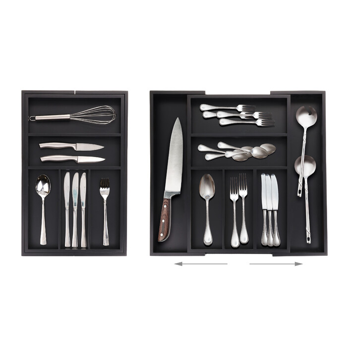 Relaxdays Extendable Bamboo Cutlery Box