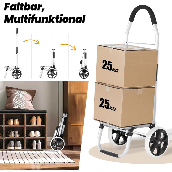 Тролей для покупок Eskey з термокишенею – складаний, водонепроникний, 50L (Чорний)