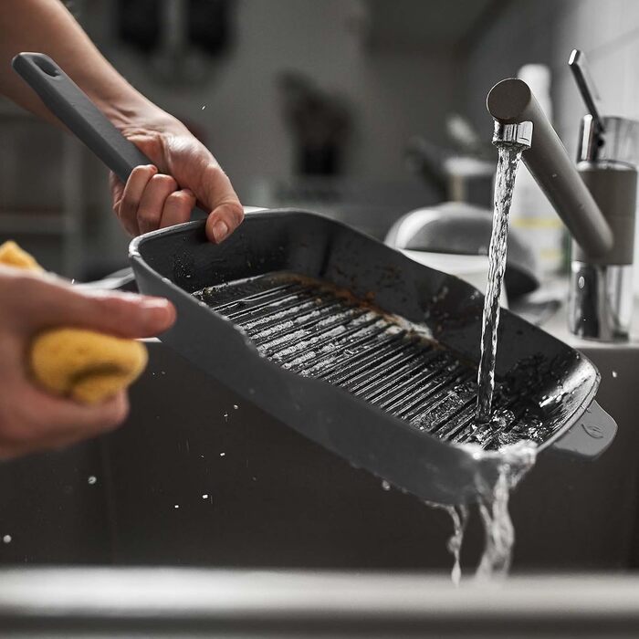 Чавунна гриль-сковорода Springlane 26 см емальована сіра - для всіх плит, включаючи індукцію