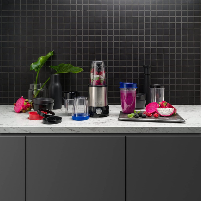 Russell Hobbs Mixer [Multi-function Stand Mixer] NutriBoost (includes 5 BPA-free and dishwasher-safe containers + lids, 22,000 RPM, 0.9 HP motor) electric, smoothie maker 23180-56 Single