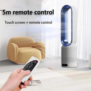 2-в-1 Турбовентилятор з очищувачем повітря: тихий, з пультом, таймером, осциляція, для дому (Срібний)