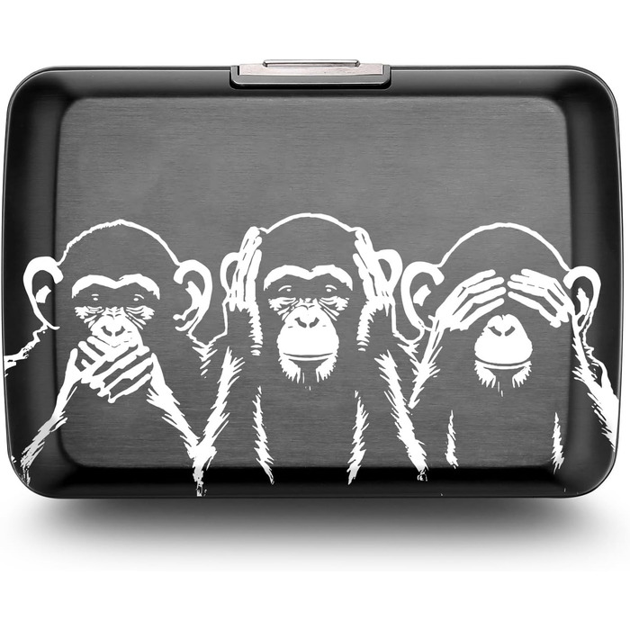 ÖGON Smart Case Oslo: Алюмінієве картхолдер з RFID захистом, компактний гаманець (гравіювання Monkeys)