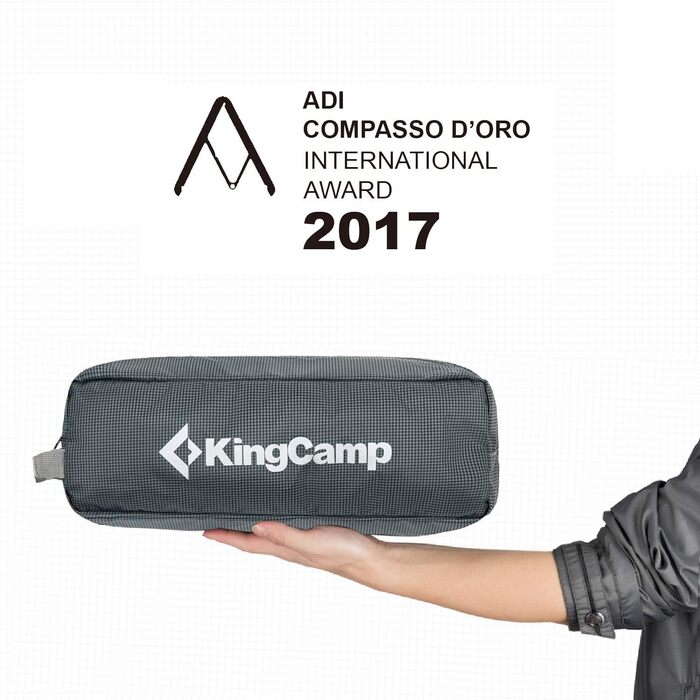 Ультралегке розкладне ліжко для кемпінгу KingCamp, компактне похідне ліжко (сіре), вага 2.45 кг
