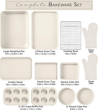 Набір форм для випічки Country Kitchen 13 шт. з антипригарним покриттям, Salbei (кремовий)