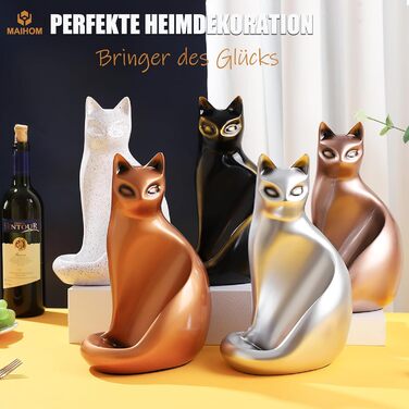 Wine Bottle Holder Organizer for Closet, Cat Sculpture for Tabletop, Countertop, Bar, Bar Cabinet, and Home Decor, Wine Lover Gifts for Women Men, White Wine Rack