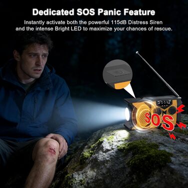 Радіо Kurbelradio 2026 з ручним заводом, аварійне радіо 2000mAh з SOS-сигналом та LED-ліхтариком, портативне динамо-радіо AM/FM для кемпінгу, туризму, виживання - помаранчеве