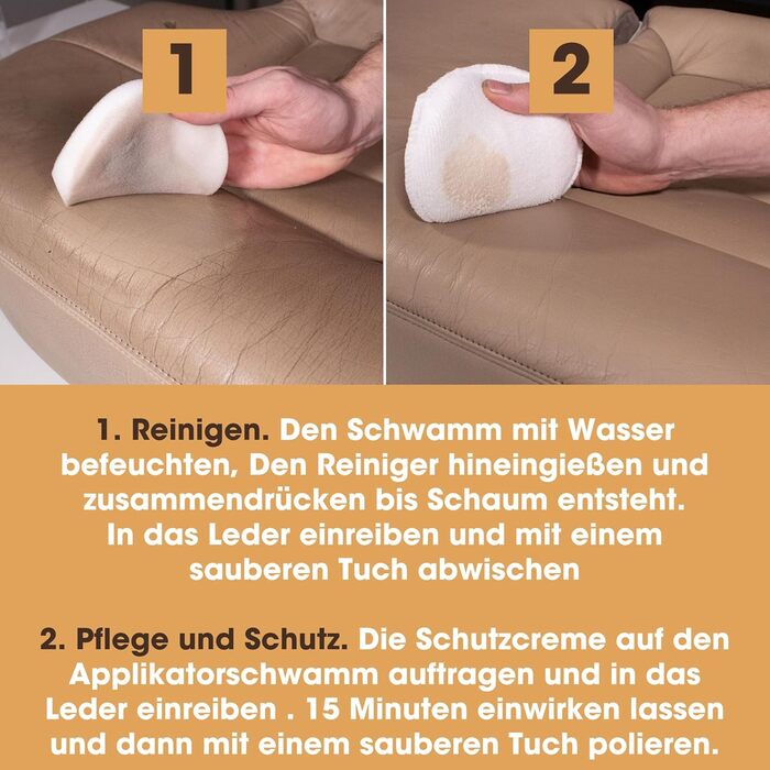 Furniture Clinic Leather Care Set for Car Seats – Premium Cleaning Set for Car Seats 250 ml Leather Cleaner & Care Rinse