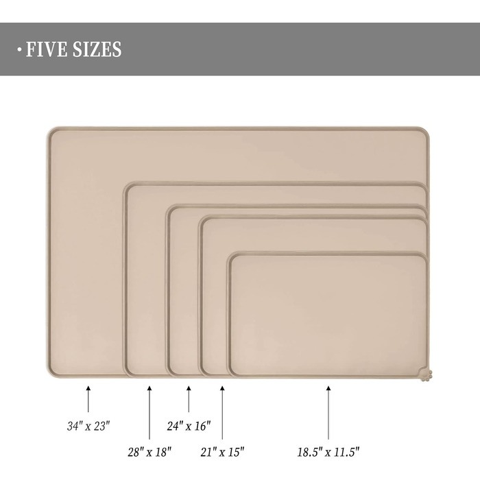 Силіконові килимки для тварин - водонепроникні килимки для собак та котів з піднятими краями - килимки під миски для собак та котів - виберіть розмір (TaupeName, 47 x 30 см (1 шт))