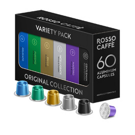 Капсули кави ROSSO CAFFÈ Nespresso, 60 шт., мікс 6 преміум сортів еспресо, сумісні з Nespresso