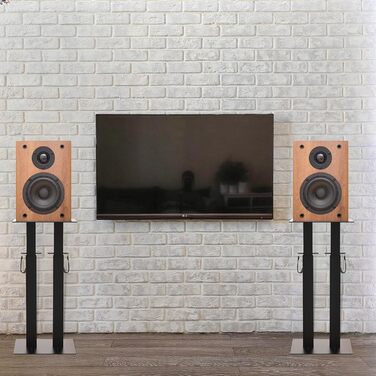 Регульовані підставки для колонок з кабельний-менеджментом, комплект 2 шт, стійки для підлогових динаміків з протиковзаючими килимками EVA, навантаження до 10 кг, 26 x 22 x (42-74.5) см