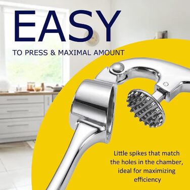 Преміум-нічниця для часнику з нержавіючої сталі - подрібнювач, прес та очищувач часнику, набір, стійкий до миття в посудомийній машині, нержавіючий (сріблястий)