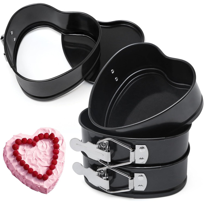 Форма для випічки BelleStyle Kleine Herz, 4 шт., 12 см, серцеподібна, антипригарна, з плоским дном, для випічки тортів, хліба