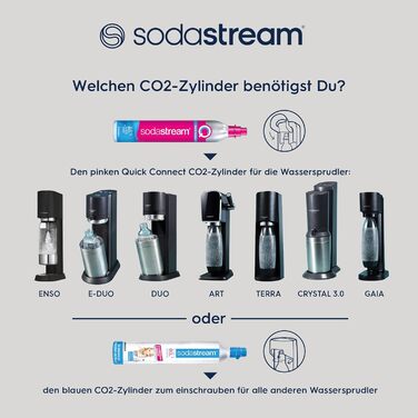 Sodastream Enso Premium – Сифон для газування води з нержавіючої сталі, чорний + CO2 балон 1л (пляшка в комплекті, придатна для миття в посудомийній машині)