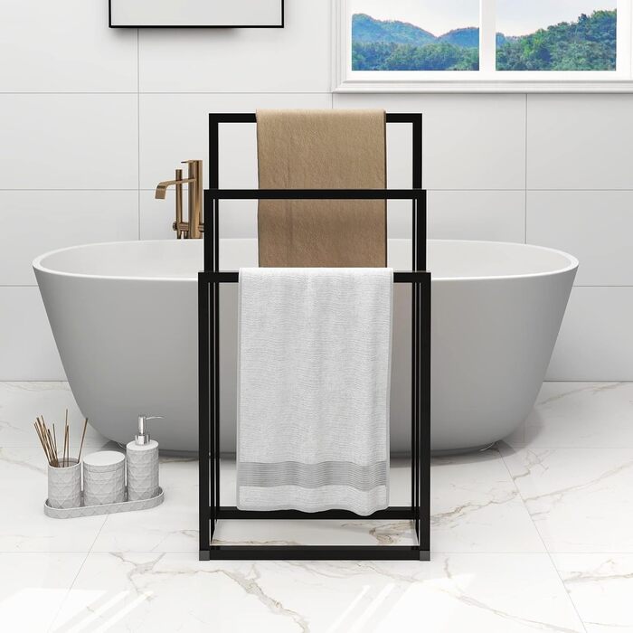 Підлогова сушарка для рушників з 5 полицями, чорного кольору (3-T)