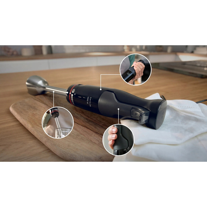 Погружний блендер Bosch MSM4B622, 1000 Вт, чорний