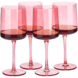 Navaris Rosy Tinted Wine Glasses, Set of 4 - Colored Stemware - Stylish Design Glassware for Serving Wine, Cocktails, and Desserts