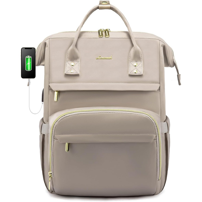 LOVEVOOK Рюкзак для жінок, шкільний рюкзак, рюкзак для ноутбука, водонепроникний, з USB-портом, для навчання, роботи, подорожей, темно-сірий, 17' (15.6', сірий Taro)