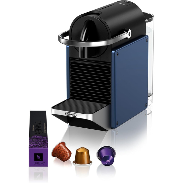 Кавомашина капсульна Nespresso De'Longhi Pixie EN127.BL, 19 бар, 1260Вт, компактна, синя/чорна, ECO-режим