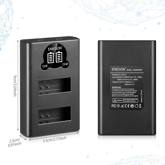 Акумулятор ENEGON LP-E12 1200mAh для Canon EOS M50, M50 Mark II, M, M2, M10, M100, M200, Rebel SL1, 100D, Kiss X7, PowerShot SX70 HS