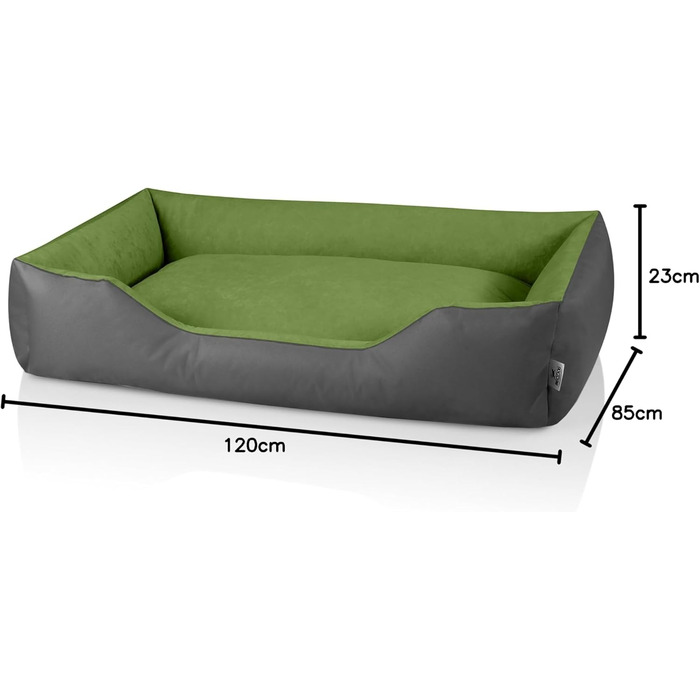 Ліжко для собак BedDog LUPI, м'яке гніздо з знімним, пральним чохлом, корзина для собак, диванчик для маленьких собак, S, чорно-коричневе (GREEN-ROCK (сірий/зелений), 120 x 85 x 23 см)