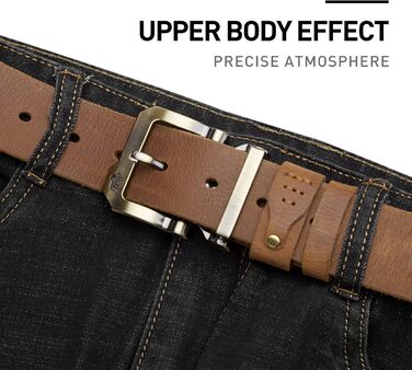 Чоловічий шкіряний ремінь BISON DENIM: класичний варіант для джинсів та ділового стилю, ширина 38 мм, з подарунковою коробкою (W71792-brown)