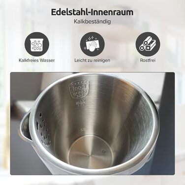 Електричний чайник Olvy 1.7L з регулюванням температури – Швидкий, з нержавіючої сталі, 2200W, з функцією підтримання тепла, подвійні стінки (Білий)