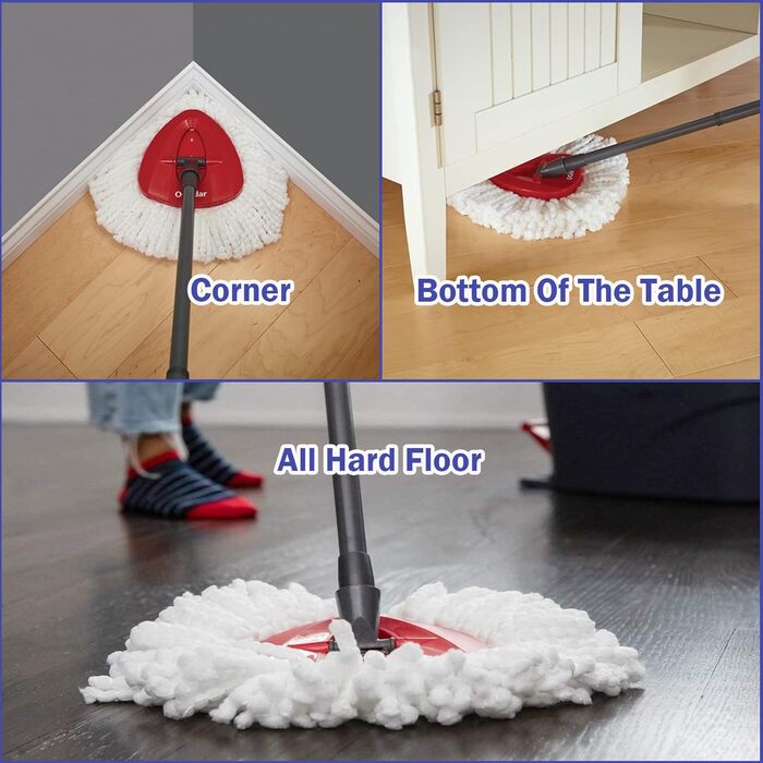 Spin Mop Replacement Head, 6 Pieces, Refill Pack, compatible with Ocedar Triangle Swivel Mops 100% Microfiber Swivel Mop Refill Pack, Deep Cleaning, machine washable and easy to replace