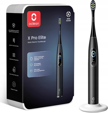Сонічна зубна щітка Oclean X Pro Elite, чорна, з Bluetooth та мобільним додатком