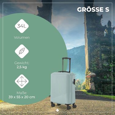 Набір валіз Travelite Bali 3 шт. (L/M/S) з ABS-пластику з TSA-замком, колір м'ятний
