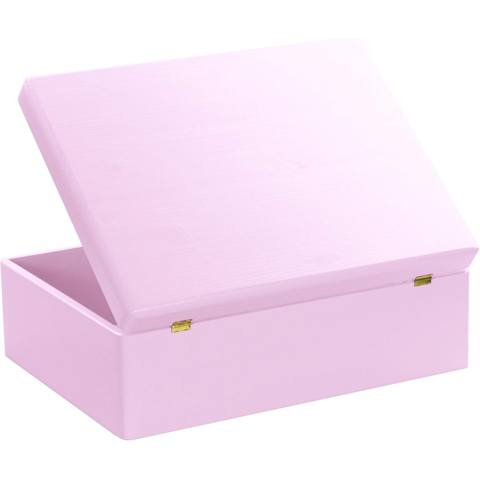 Large Wooden Box with Lid - All-Purpose Wooden Box - Storage Box | Toy Chest - Gift Packaging | Decorative Box for Crafts FSC® (approx. 40 x 30 x 14 cm | L, Pink)