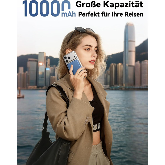 Power Bank MagSafe 10000mAh Dark Blue – Бездротовий магнітний зарядний пристрій для iPhone 15/14/13/12 Pro Max, 20W PD швидка зарядка, USB-C