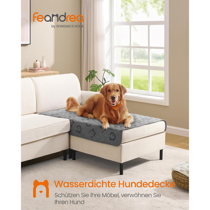 Водонепроникний килимок для собак Feandrea, 178 x 76 см, захист для авто, диванів, машинне прання, антиковзаюча підкладка, стеганий дизайн, тауновий (PPB025G01)