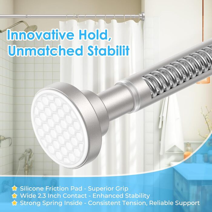 Штанга для штор без свердління AIZESI, 70-120 см, телескопічна, діаметр 22 мм, нікель